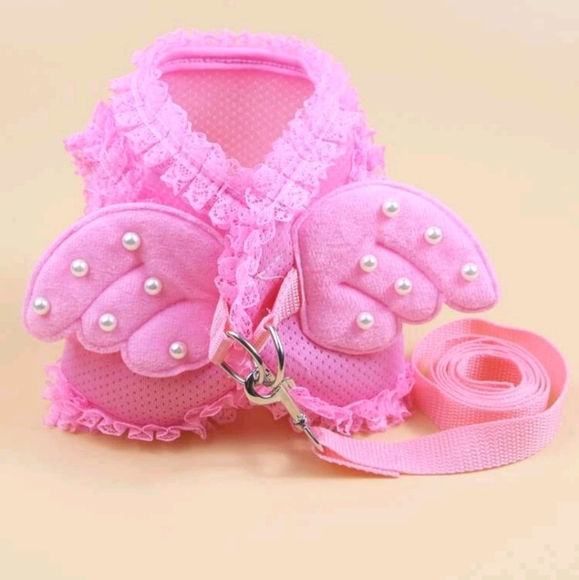 Pink Pearl Angel Vest Harness and Matching Leash